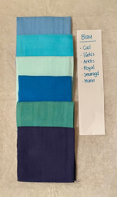 Farbpalette Blau für Nuscheli