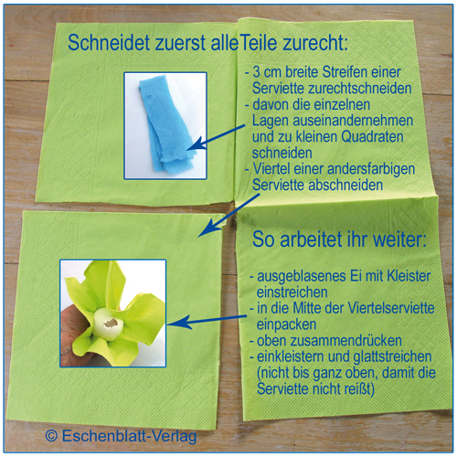 Ostereier mit einfarbigen Servietten gestalten 2 