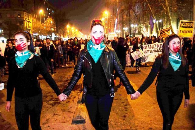 Feministisk demo for fri abort i Santiago, marts 2020