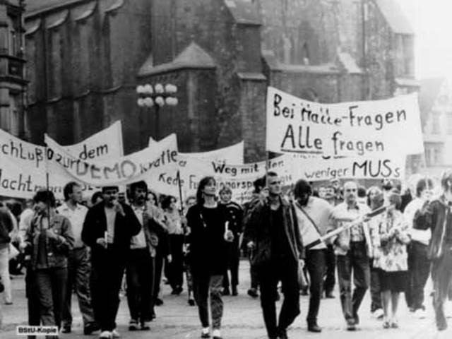 Oppositionsdemo de såkaldte Montagsdemo i byen Leipzig