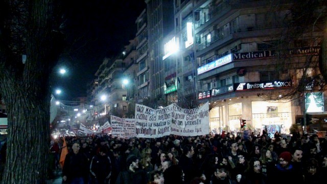 Solidaritetsdemo med de sultestrejkende immigranter i Thessaloniki