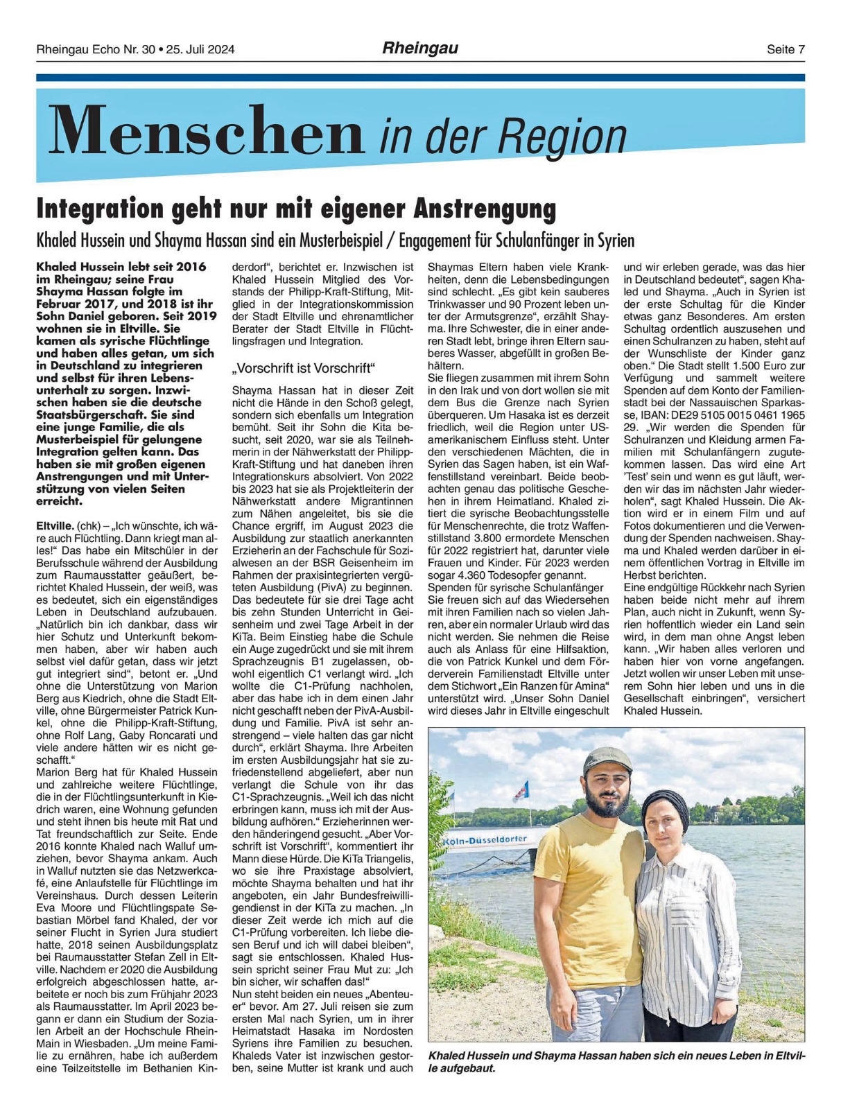 25. Juli 2024: Rheingau Echo, Integration Musterbeispiel Khaled Hussein und Shayma Hassan