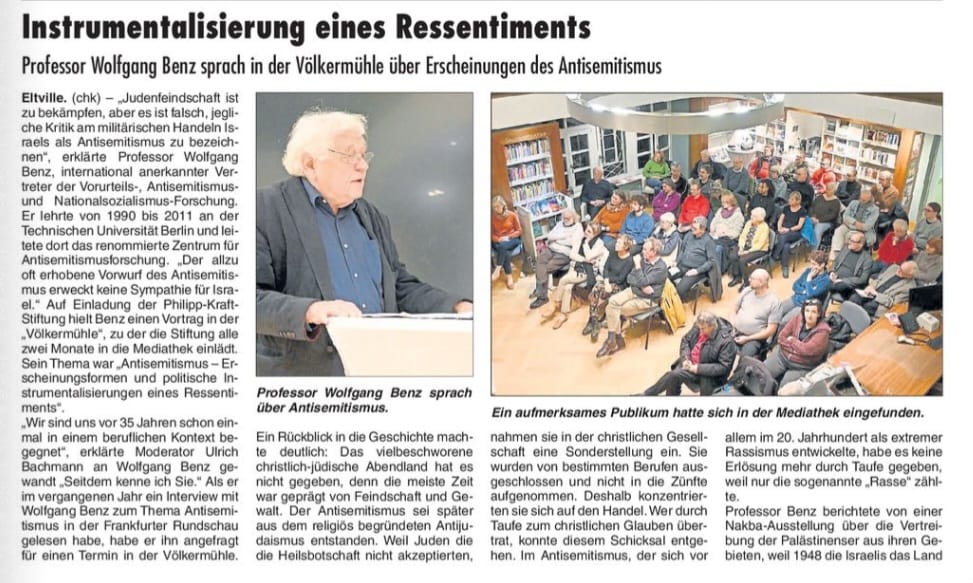 14. März 2024: Rheingau Echo, Völkermühle - der Talk, Antisemitismus1