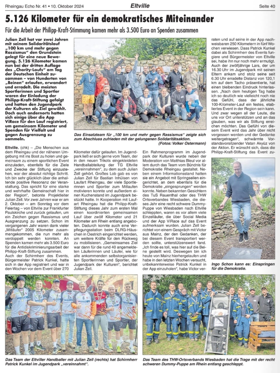 10. Oktober 2024: Rheingau Echo, 100km gegen Rassismus und mehr (Seite 1)