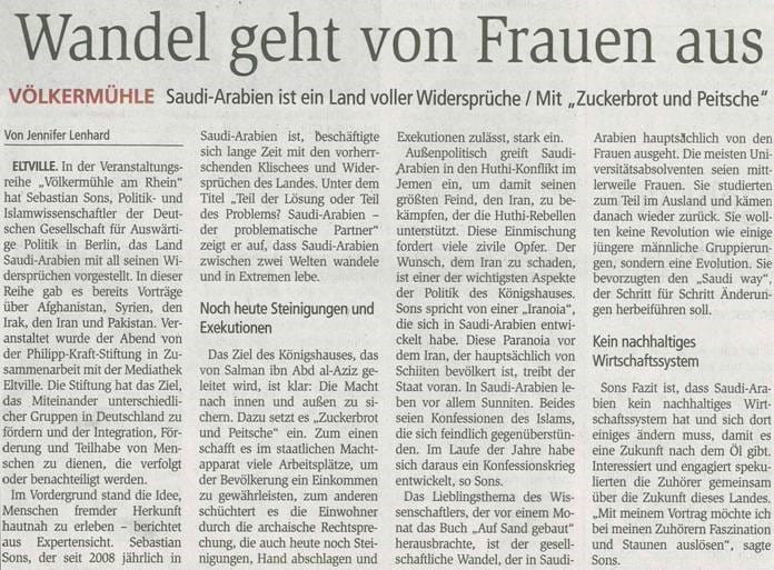 17.12.2016 Wiesbadener Kurier Völkermühle zu Saudi Arabien