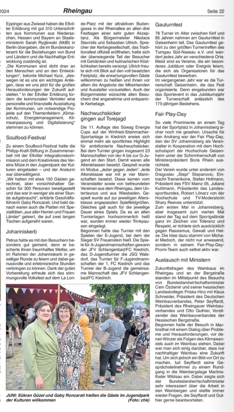 4. Januar 2024: Rheingau Echo - Jahresrückblick mit Erwähnung der Stiftung