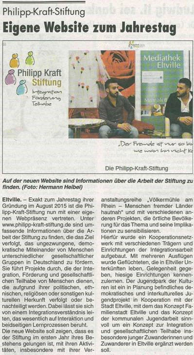 08.09.2016 Rheingau Echo 1 Jahr Philipp-Kraft-Stiftung 