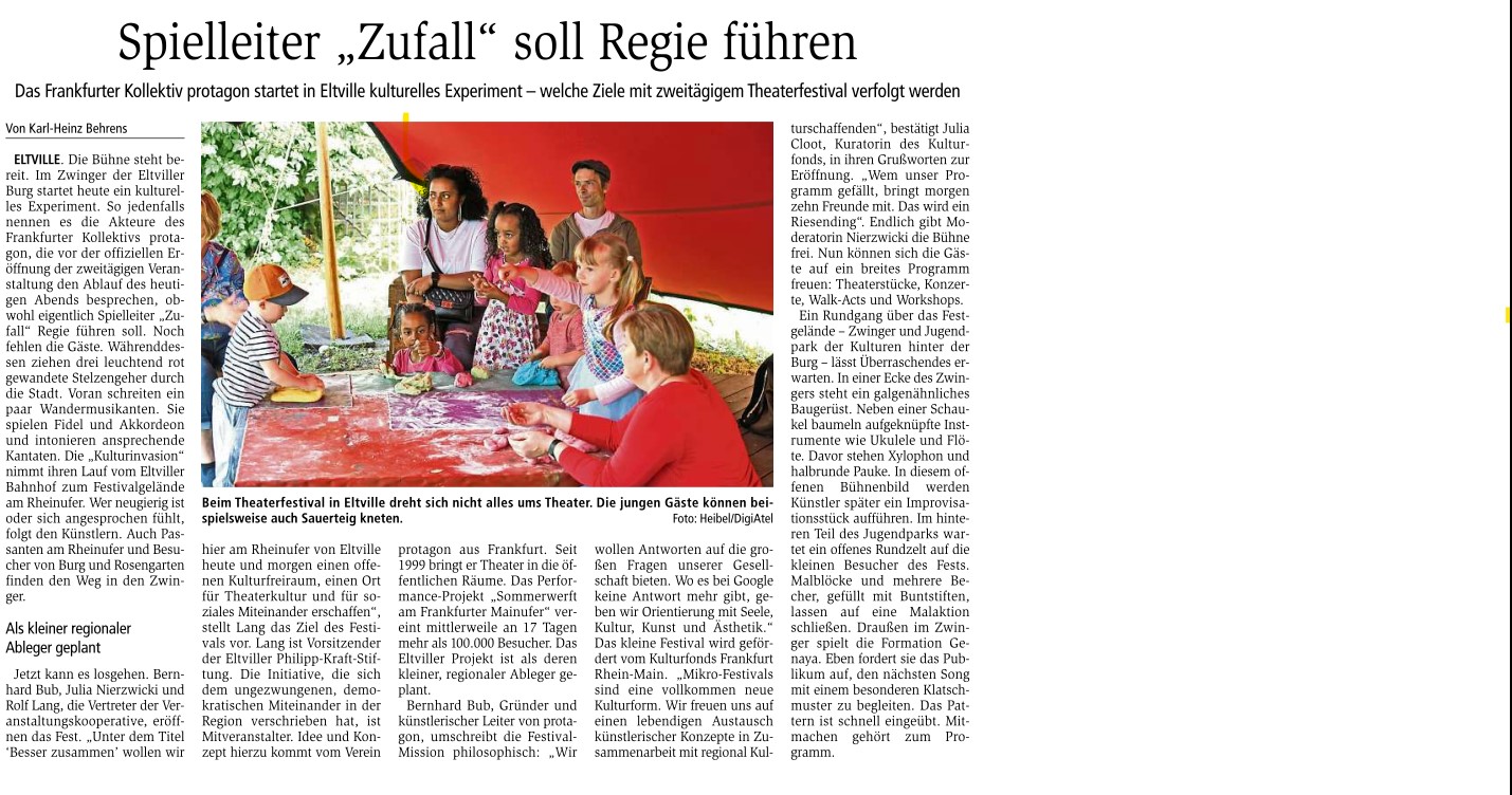 27. Mai 2024: Wiesbadener Kurier, Besser Zusammen, Theaterfestival in Koop. mit Protagon