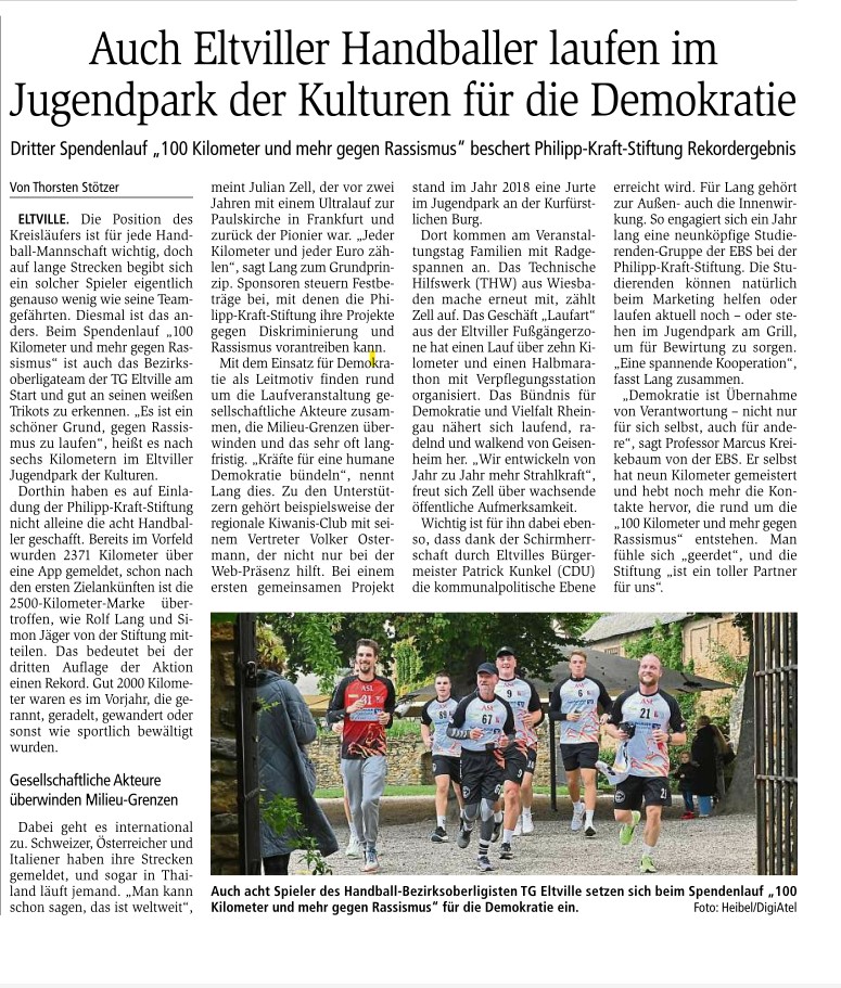5. Oktober 2024: Wiesbadener Kurier, 100km gegen Rassismus und mehr!
