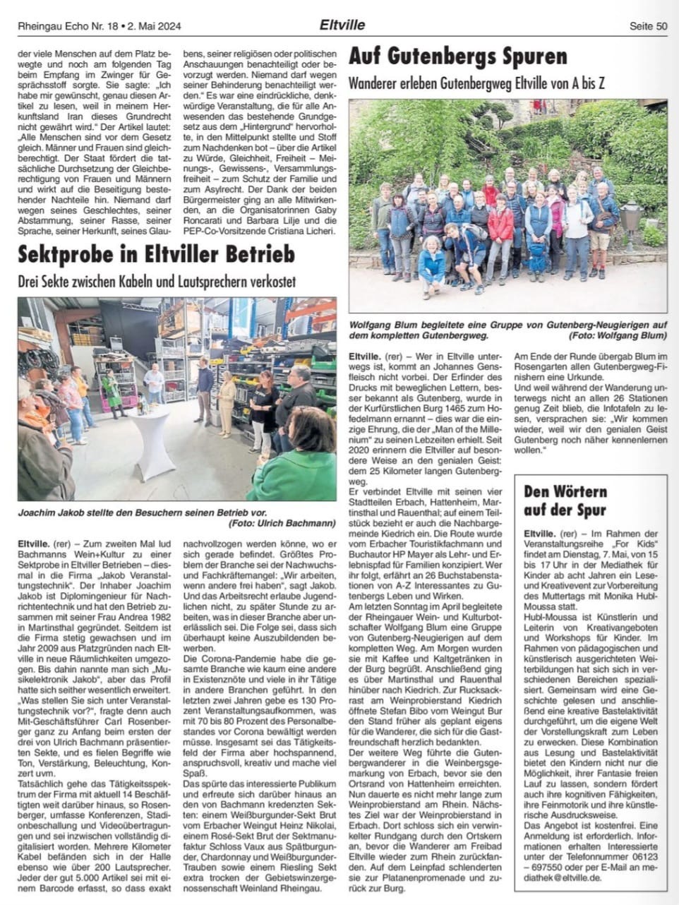 2. Mai 2024: Rheingau Echo, Lesung Grundgesetz in 10 Sprachen, Seite 2