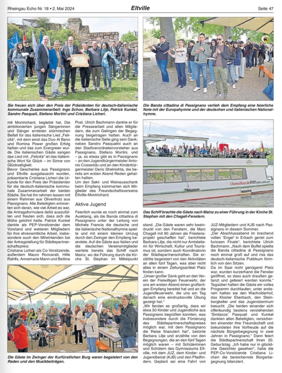 2. Mai 2024: Rheingau Echo, gemeinsame Bürgerbegegnung der PKS und PEP2