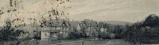 Villa Leopold, Villa Gertrud, Villa Pfeifer (heute Pension Rosseck) und Villa Belz von links nach rechts - Archiv W.Malek