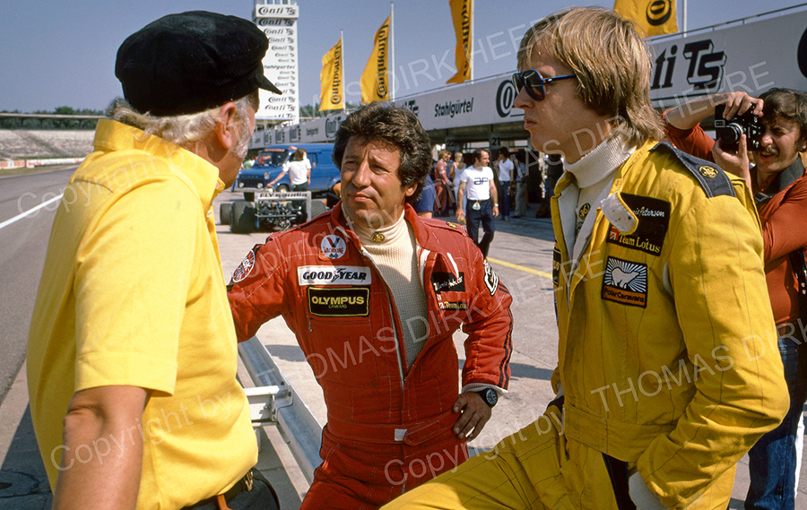 Team Lotus Colin Capman, Mario Andretti und Ronnie Peterson - GP-F1 Hockenheim 1978