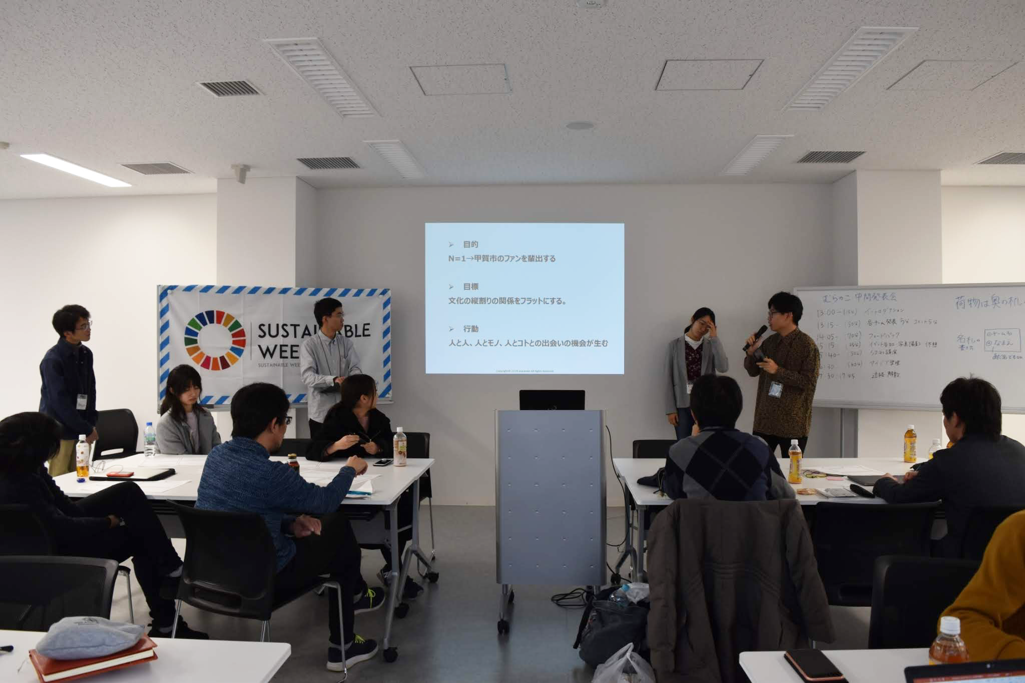 中間報告ではその時点での進捗を他チームに発表した