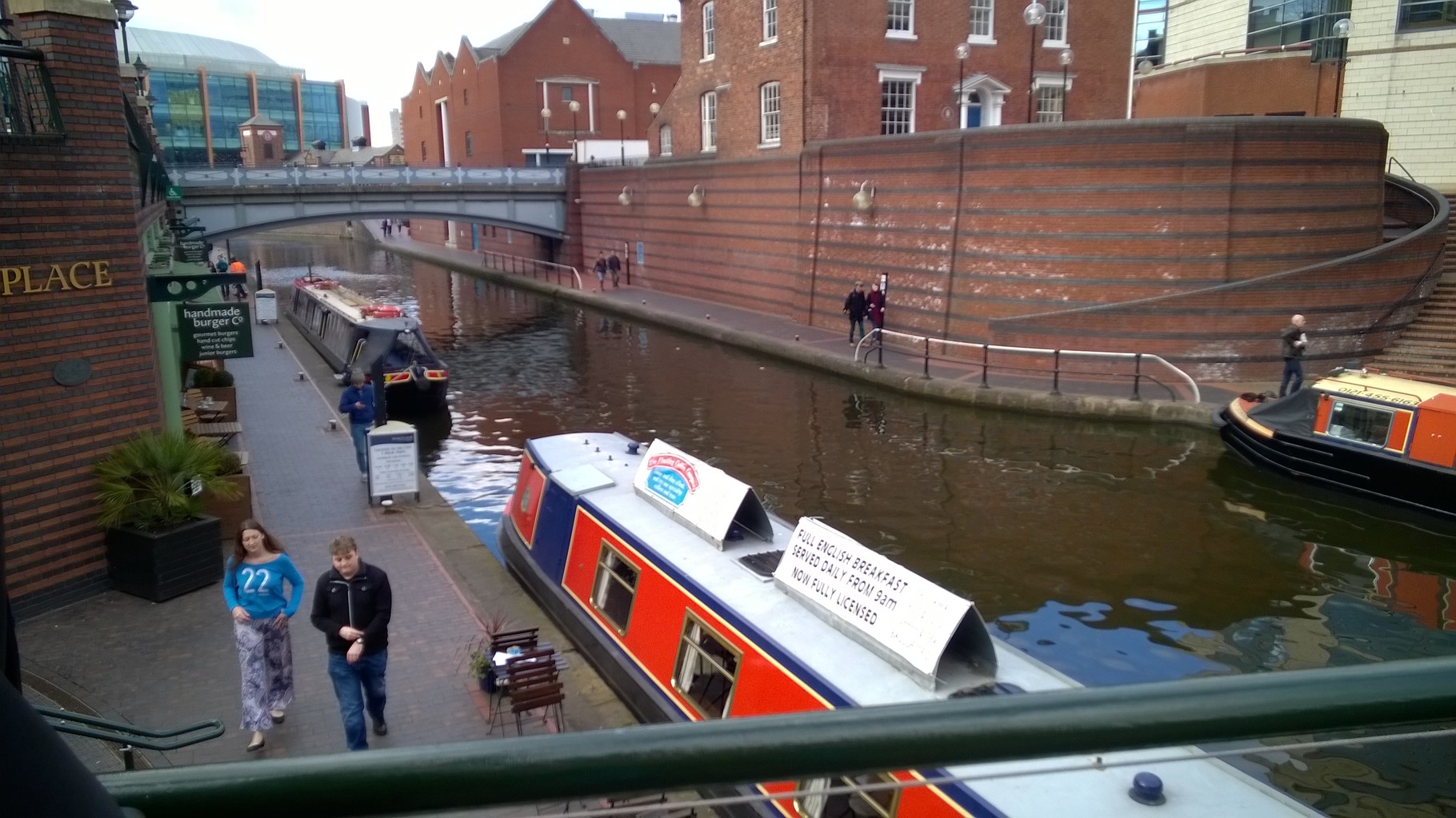 Moored boat in front is cafe; one further back is the one we took the cruise on.