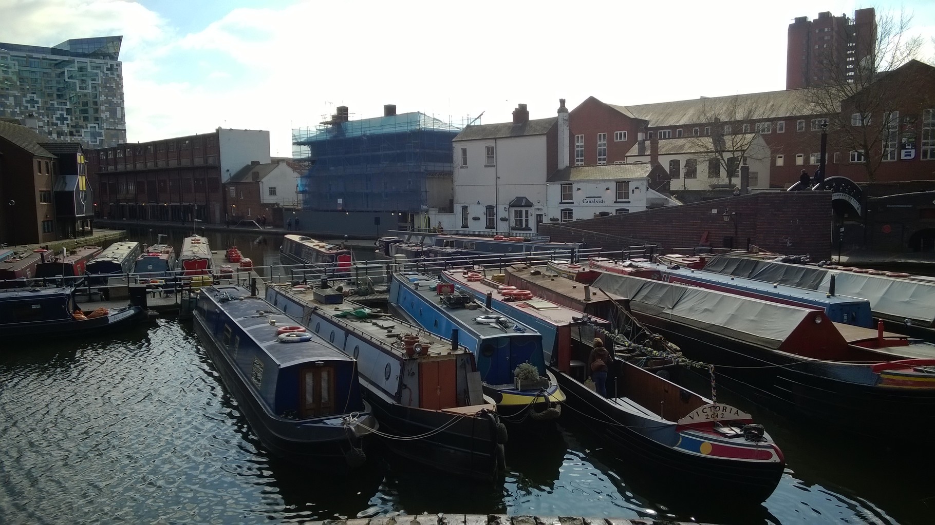 Boats tied for the winter in Gas Street Basin