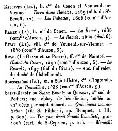 Rédet 1881 " Dictionnaire topographique de la Vienne " citations de la Commanderie d'Auzon