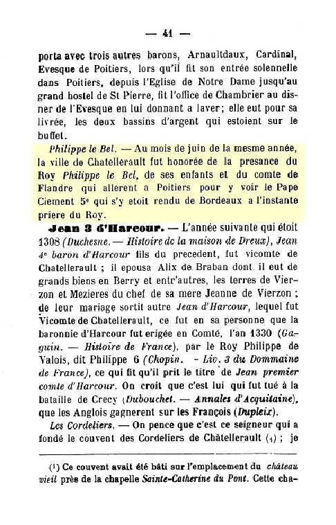 Roffay des Pallus 1738 " Mémoires Chronologiques pour servir à l'Histoire de Châtellerault " p.41