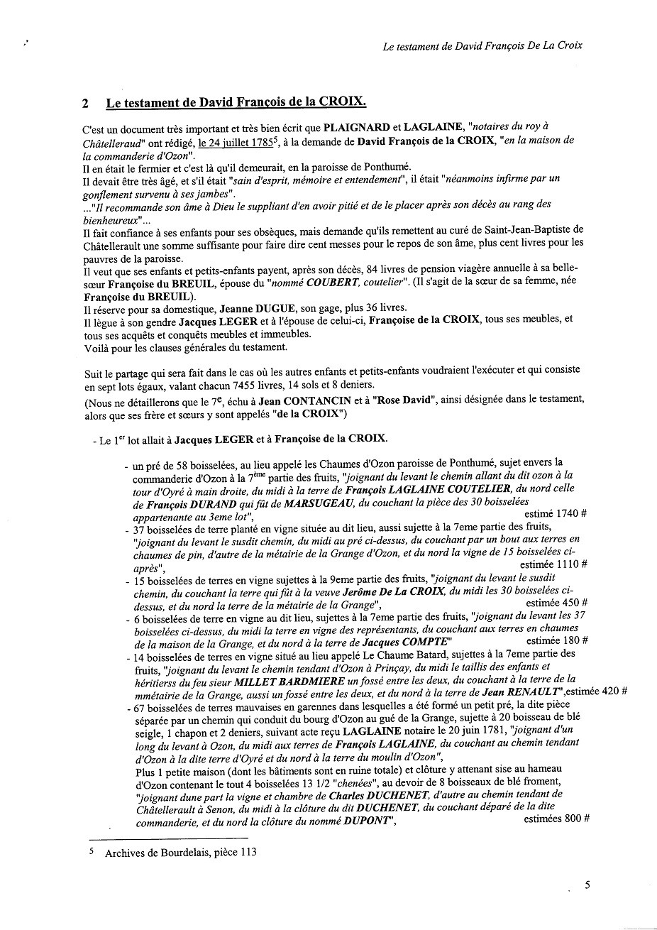 1785 - Testament de David François de la Croix