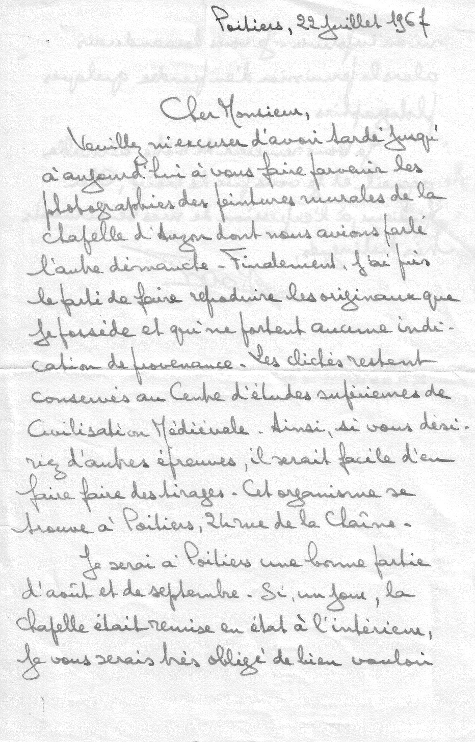 Lettre de Mr René Crozet - 1967 - p.1