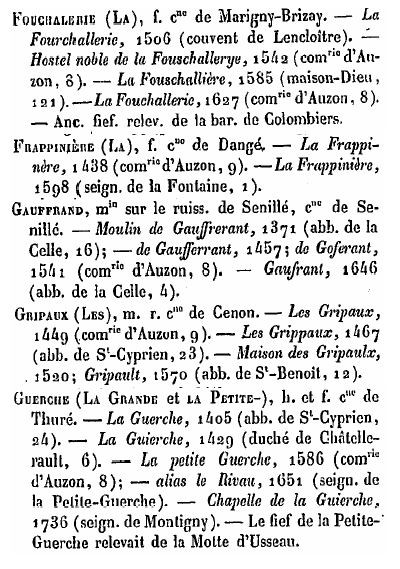 Rédet 1881 " Dictionnaire topographique de la Vienne " citations de la Commanderie d'Auzon