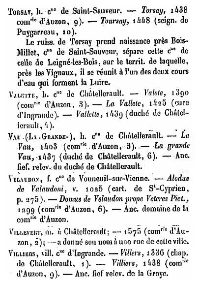 Rédet 1881 " Dictionnaire topographique de la Vienne " citations de la Commanderie d'Auzon