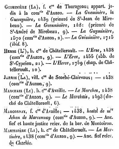 Rédet 1881 " Dictionnaire topographique de la Vienne " citations de la Commanderie d'Auzon