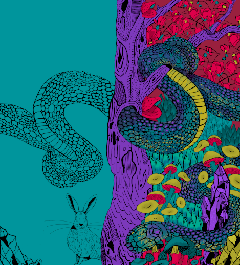 ride the snake [vektor-vorlage für ein psychadelic-konzert-poster]