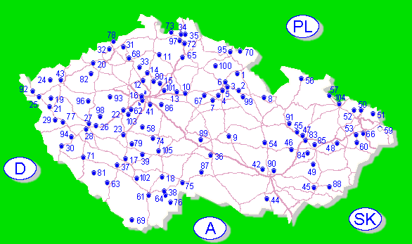 Landkarte FKK in Tschechien
