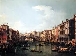 Canaletto, El puente Rialto desde el sur. Óleo sobre lienzo, 70 x 92 cm. Galleria Nazionale d'Arte Antica, Roma. 1735