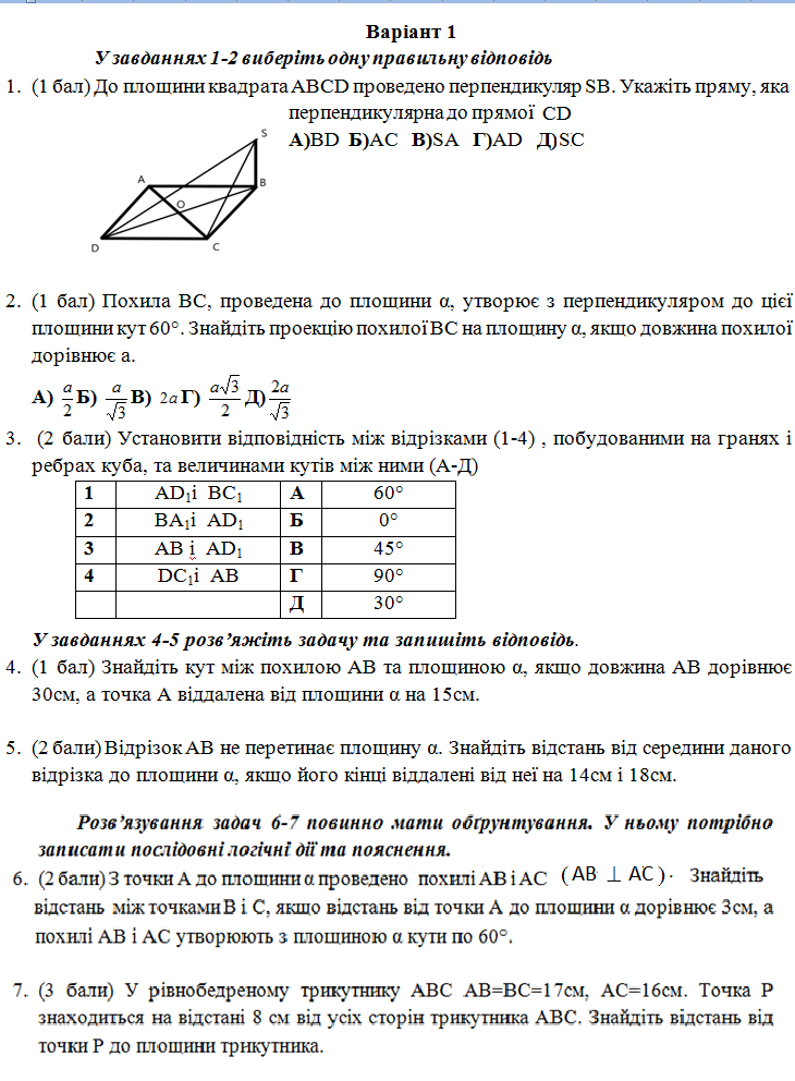 Картинки по запросу "відстані і кути в просторі задачі за готовими малюнками"