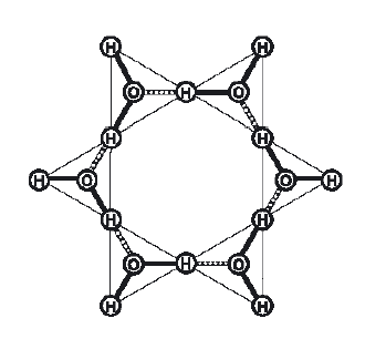 Strukturmodell einer hexagonalen Form eines Wassermoleküls