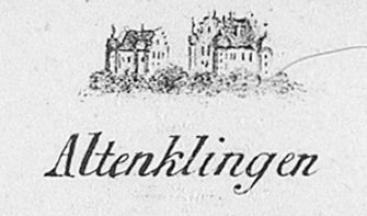 das Schloss Altenklingen auf der ehemaligen Panoramatafel des Napoleonturms