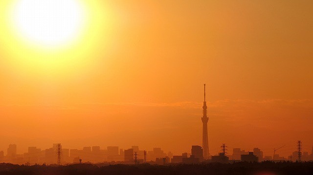 2014/11/19　鎌ケ谷市役所屋上より　日没は16：30です。