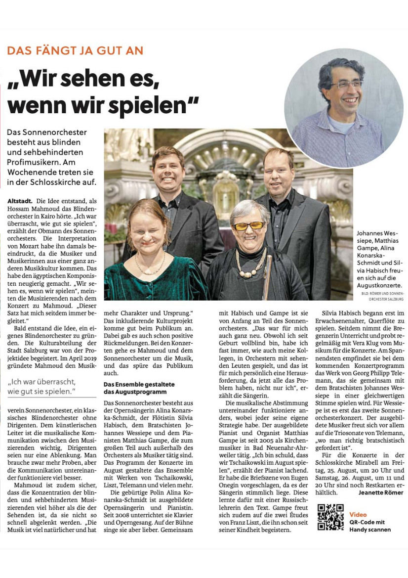 Zeitungsartikel in den Stadtnachrichten vom 24. August 2023.