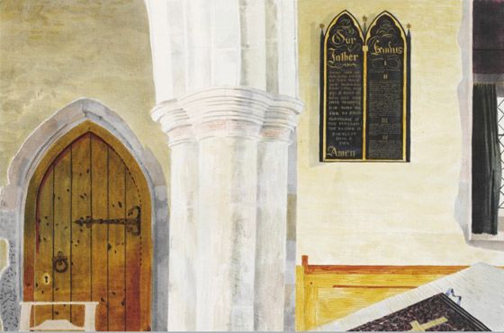 Kenneth Rowntree: Interior of the church of St Mary the virgin, Lindsell