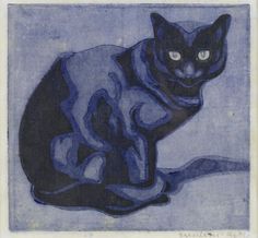 Norbertine Bresslern-Roth, linocut: Cat