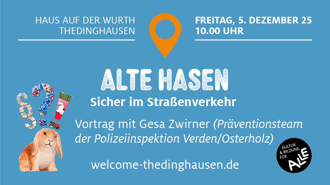 Vortrag "Alte Hasen – Sicher im Straßenverkehr" am 5. Dezember 25 | 10 Uhr