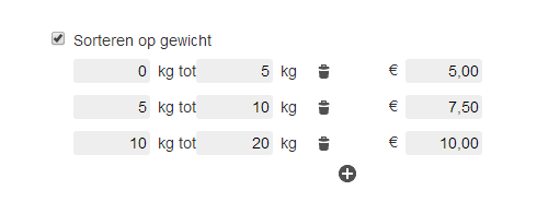 verzendkosten Jimdo webwinkel