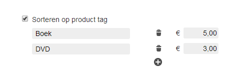 verzendkosten Jimdo webwinkel