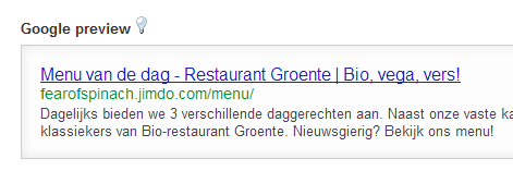 Google preview Jimdo website