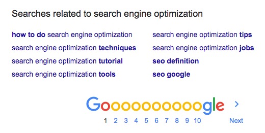 Jimdo zoekwoorden suggesties in Google