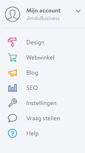 Vrag stelen in Jimdo menu