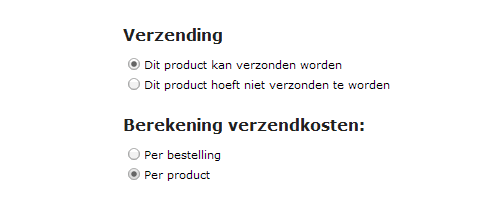 verzendkosten Jimdo webwinkel
