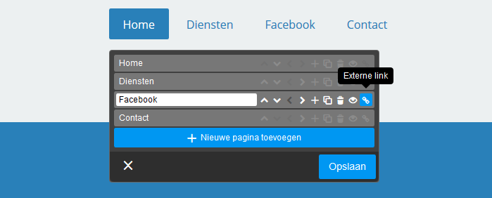 Externe links Jimdo navigatie