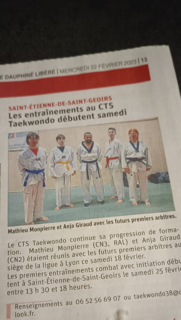 CTS Taekwondo DL Article 12 : Le CTS forme des arbitres avec le RAL AURA Mathieu Monpierre