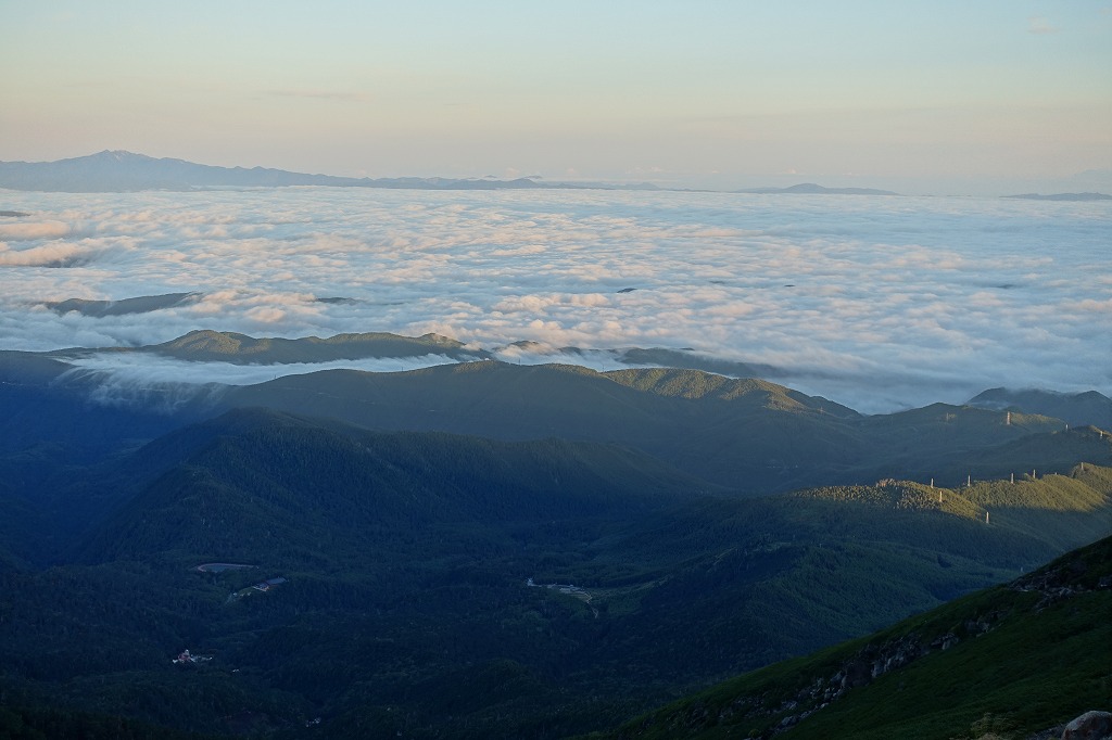 朝の雲海に浮かぶ白山