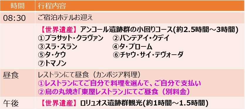 アンコール小回りコース＆ロリュオス遺跡群観光