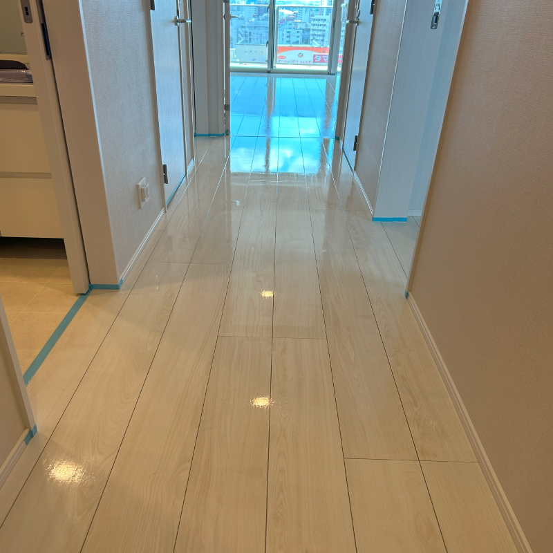 八尾市　新築マンション　UVフロアコーティング