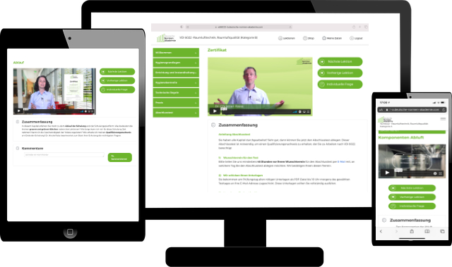 VDI 6022 Kategorie B Online-Schulungsplattform auf Desktop, Tablet und Smartphone